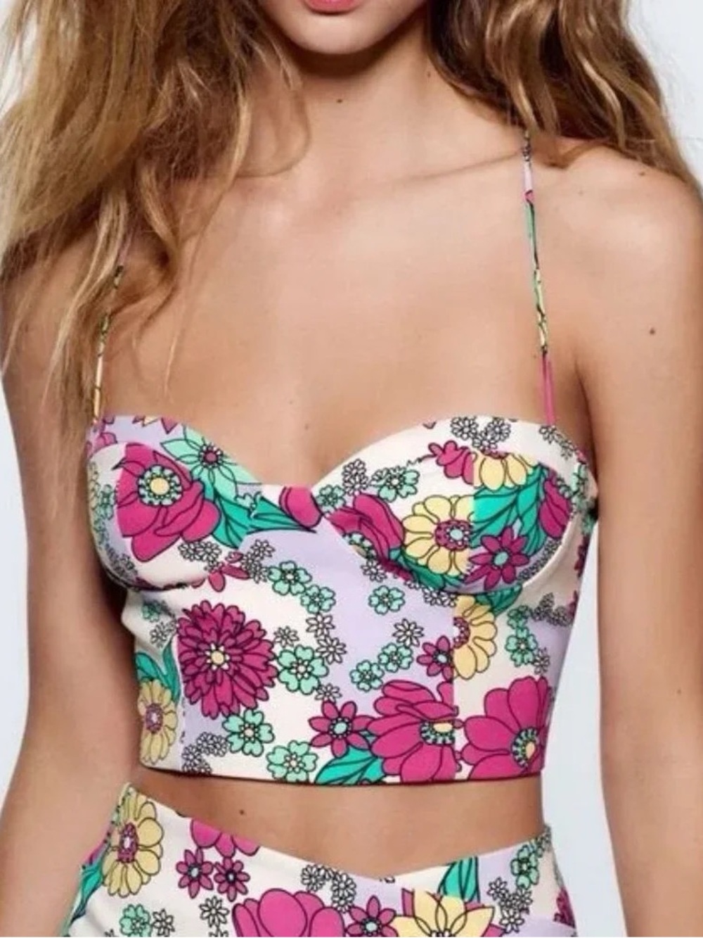 New ZARA Floral Print Crop Top